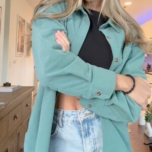 Teal Blue Shacket (shirt jacket)